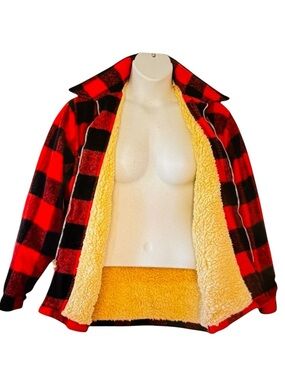 Vintage MacTaggart Wool Buffalo Plaid Sherpa Lined Jacket 4 Pockets Women Medium